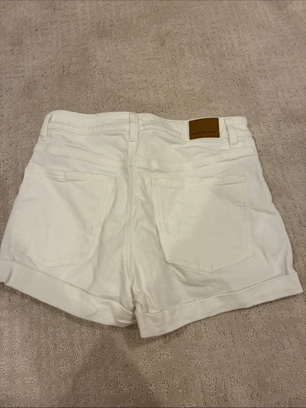 American Eagle Outfitters White Cuffed High-Rise Jean Shorts